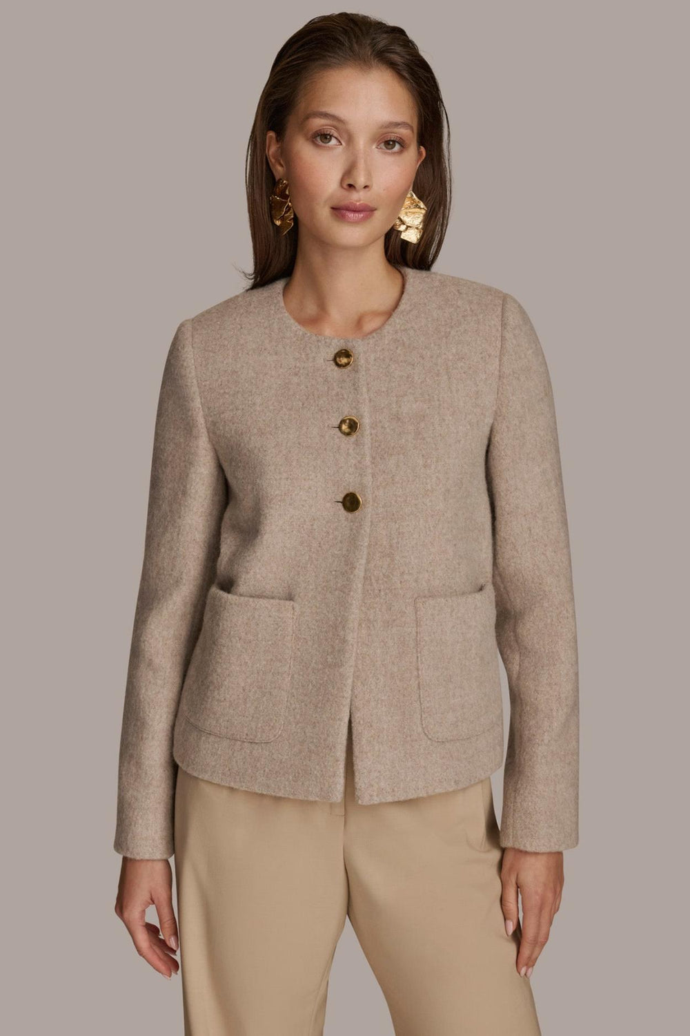 Donna Karan Blazers | Women BUTTON JACKET WITH POCKETS Beige