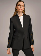 Donna Karan Blazers | Women JACKET WITH BUTTON DETAILS ON SLEEVE Black