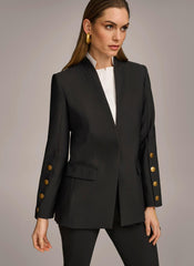 Donna Karan Blazers | Women JACKET WITH BUTTON DETAILS ON SLEEVE Black