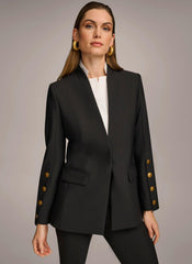 Donna Karan Blazers | Women JACKET WITH BUTTON DETAILS ON SLEEVE Black