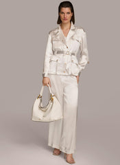 Donna Karan Blazers | Women ROLL SLEEVE BELTED JACKET Cream