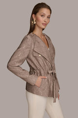 Donna Karan Blazers | Women TEXTURED JACKET WITH TIE BELT Mink