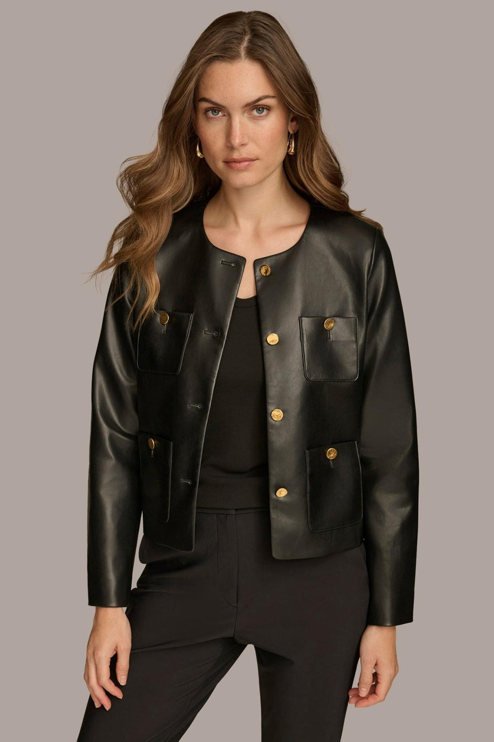 Donna Karan Coats And Jackets | Women BOXY JACKET WITH GOLD BUTTONS Black