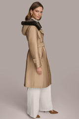 Donna Karan Coats And Jackets | Women FAUX FUR TRIM LINED RAIN COAT Khaki