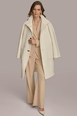Donna Karan Coats And Jackets | Women FUNNEL NECK COAT Ivory