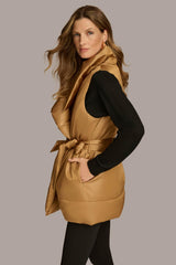 Donna Karan Coats And Jackets | Women LONG BELTED PUFFR VEST Antique Gold