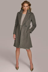 Donna Karan Coats And Jackets | Women WOOL LONG WRAP COAT Grey Pinstripe