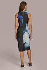 Donna Karan Dresses And Jumpsuits | Women ABSTRACT SCUBA MIDI SHEATH DRESS Black/cosmos Multi