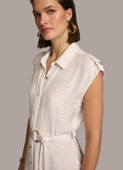 Donna Karan Dresses And Jumpsuits | Women BUTTON FRONT BELTED DRESS Cream