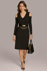 Donna Karan Dresses And Jumpsuits | Women COLD SHOULDER DRESS WITH CHAIN BELT Black