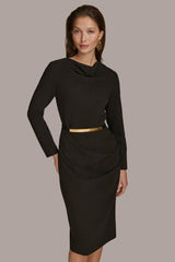 Donna Karan Dresses And Jumpsuits | Women COWL NECK BAR BELT DRESS Black