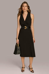 Donna Karan Dresses And Jumpsuits | Women CREPE FIT AND FLARE DRESS WITH BELT Black