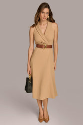 Donna Karan Dresses And Jumpsuits | Women CREPE FIT AND FLARE DRESS WITH BELT Fawn