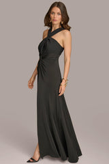 Donna Karan Dresses And Jumpsuits | Women CRISS CROSS HALTER A-LINE GOWN Black