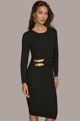 Donna Karan Dresses And Jumpsuits | Women FITTED MIDI DRESS WITH BRUSHED HARDWARE DETAIL Black