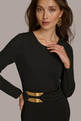 Donna Karan Dresses And Jumpsuits | Women FITTED MIDI DRESS WITH BRUSHED HARDWARE DETAIL Black