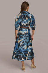Donna Karan Dresses And Jumpsuits | Women FLORAL PRINT A LINE MIDI SHIRT DRESS Horizon Multi