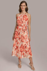 Donna Karan Dresses And Jumpsuits | Women HALTER CHAIN NECK A-LINE DRESS Terracotta Multi