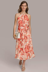 Donna Karan Dresses And Jumpsuits | Women HALTER CHAIN NECK A-LINE DRESS Terracotta Multi