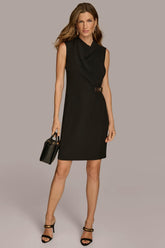 Donna Karan Dresses And Jumpsuits | Women MOCK NECK DRESS WITH SIDE BELT Black