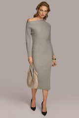 Donna Karan Dresses And Jumpsuits | Women ONE SHOULDER SWEATER MIDI DRESS Steel Heather