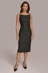 Donna Karan Dresses And Jumpsuits | Women PLAID JACQUARD MIDI SHEATH DRESS Black