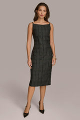 Donna Karan Dresses And Jumpsuits | Women PLAID JACQUARD MIDI SHEATH DRESS Black