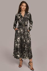 Donna Karan Dresses And Jumpsuits | Women PRINTED SHIRT DRESS WITH BELT Black