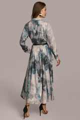 Donna Karan Dresses And Jumpsuits | Women PRINTED SHIRT DRESS WITH BELT Peacock Multi
