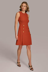 Donna Karan Dresses And Jumpsuits | Women RIBBED DRESS WITH BUTTONS Burnt Orange