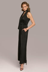 Donna Karan Dresses And Jumpsuits | Women SATIN V NECK JUMPSUIT Black