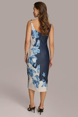 Donna Karan Dresses And Jumpsuits | Women SCUBA FLORAL PLACEMENT PRINT MIDI DRESS Nightfall Multi