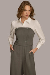 Donna Karan Dresses And Jumpsuits | Women SHIRT AND CORSET COMBO JUMPSUIT Grey