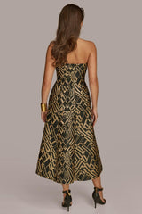 Donna Karan Dresses And Jumpsuits | Women STRAPLESS FIT AND FLARE DRESS Black/sand Multi