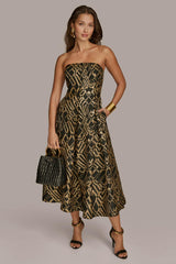 Donna Karan Dresses And Jumpsuits | Women STRAPLESS FIT AND FLARE DRESS Black/sand Multi