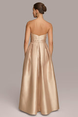 Donna Karan Dresses And Jumpsuits | Women SWEETHEART GOWN WITH OUTER SKIRT Gold