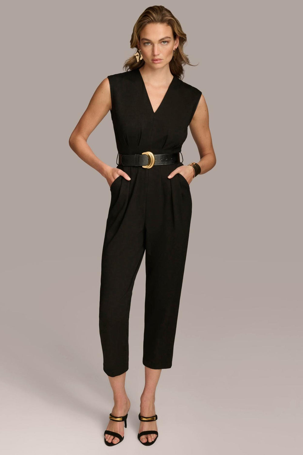 Donna Karan Dresses And Jumpsuits | Women V NECK CROPPED JUMPSUIT Black
