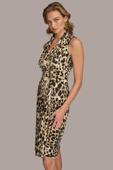 Donna Karan Dresses And Jumpsuits | Women V-NECK LEOPARD MIDI DRESS Black Multi