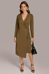 Donna Karan Dresses And Jumpsuits | Women V NECK WRAP DRESS WITH HARDWARE Brown