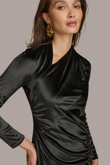 Donna Karan Dresses And Jumpsuits | Women VELVET ASYMMETRICAL NECK SHEATH DRESS Black