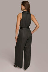 Donna Karan Dresses And Jumpsuits | Women VNECK PINSTRIPE JUMPSUIT Black