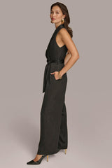 Donna Karan Dresses And Jumpsuits | Women VNECK PINSTRIPE JUMPSUIT Black