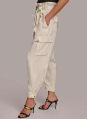 Donna Karan Pants | Women CARGO PANT WITH TIE BELT Cream