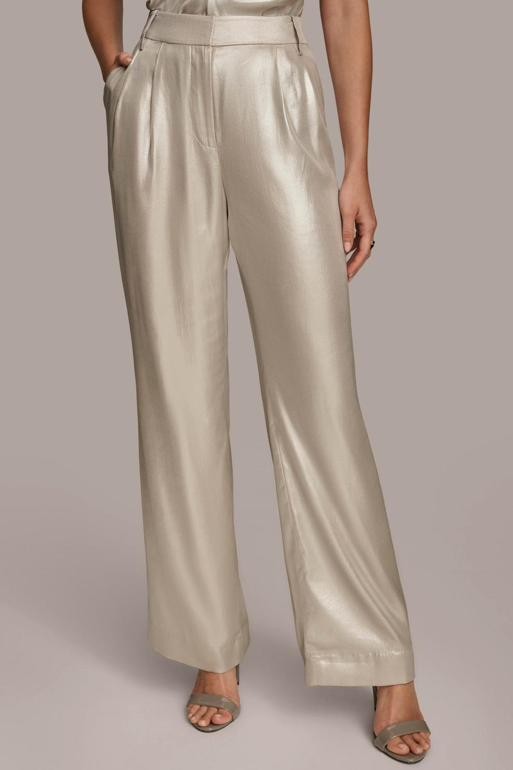 Donna Karan Pants | Women NOVELTY PLEATED WIDE LEG TROUSER Silver