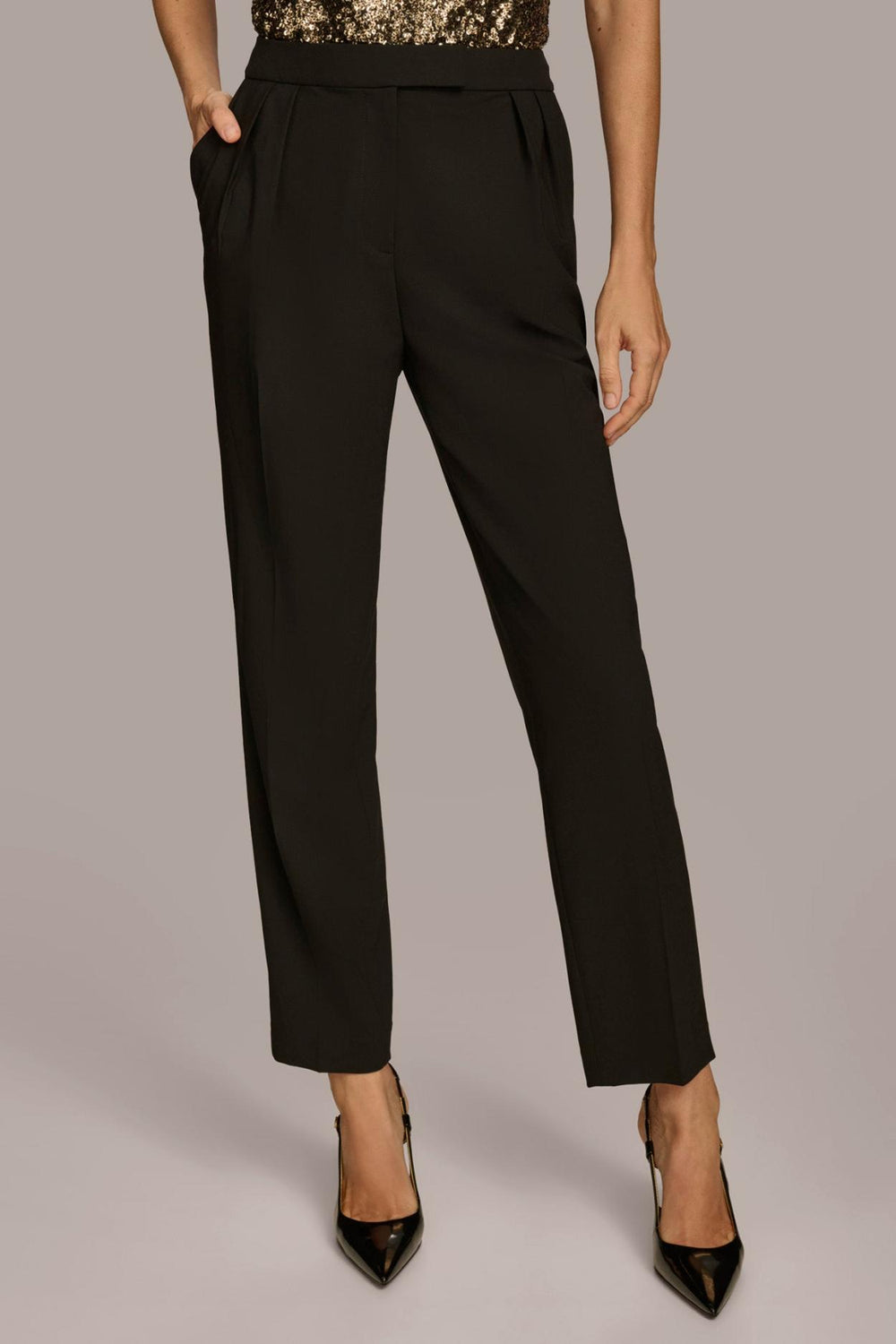 Donna Karan Pants | Women PLEATED STRAIGHT LEG PANT Black