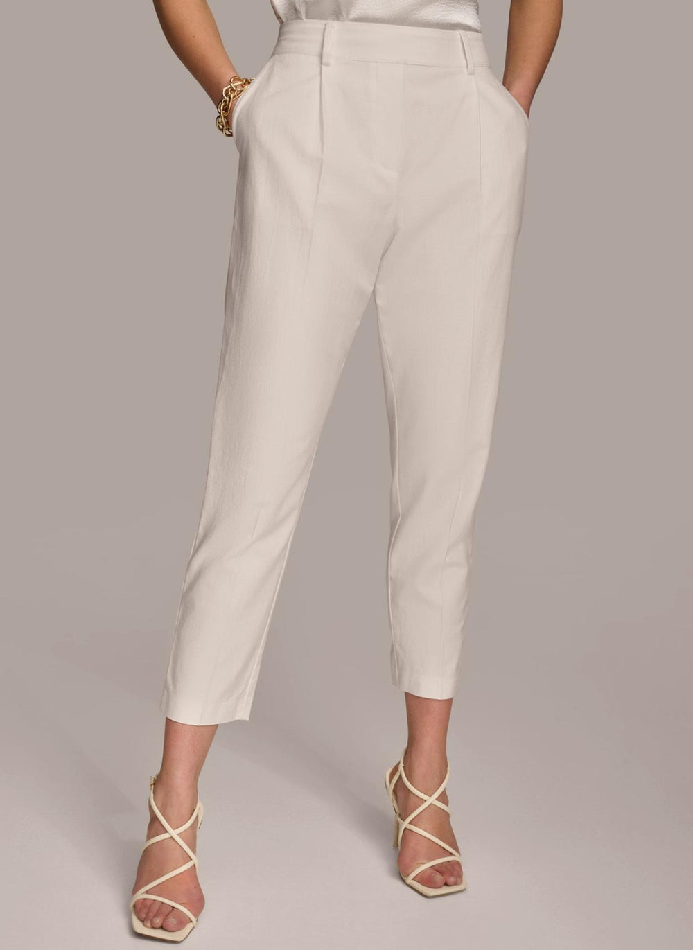 Donna Karan Pants | Women PULL ON TROUSER WITH PLEATS Cream