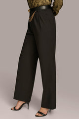Donna Karan Pants | Women WIDE LEG TROUSER WITH CHAIN BELT Black
