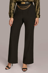 Donna Karan Pants | Women WIDE LEG TROUSER WITH CHAIN BELT Black