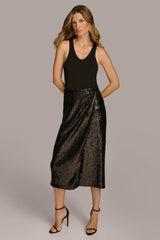 Donna Karan Skirts | Women FAUX WRAP SEQUIN SKIRT Black