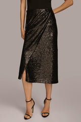 Donna Karan Skirts | Women FAUX WRAP SEQUIN SKIRT Black